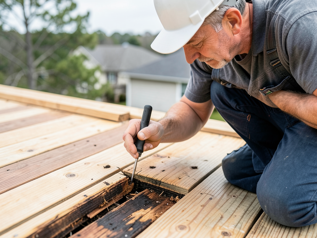 What happens if your roofer finds rotten wood deck